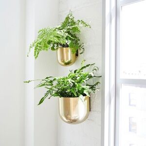 NIB (Set of 2) West Elm x Pottery Barn Teen Gold Metal Wallscape Planters